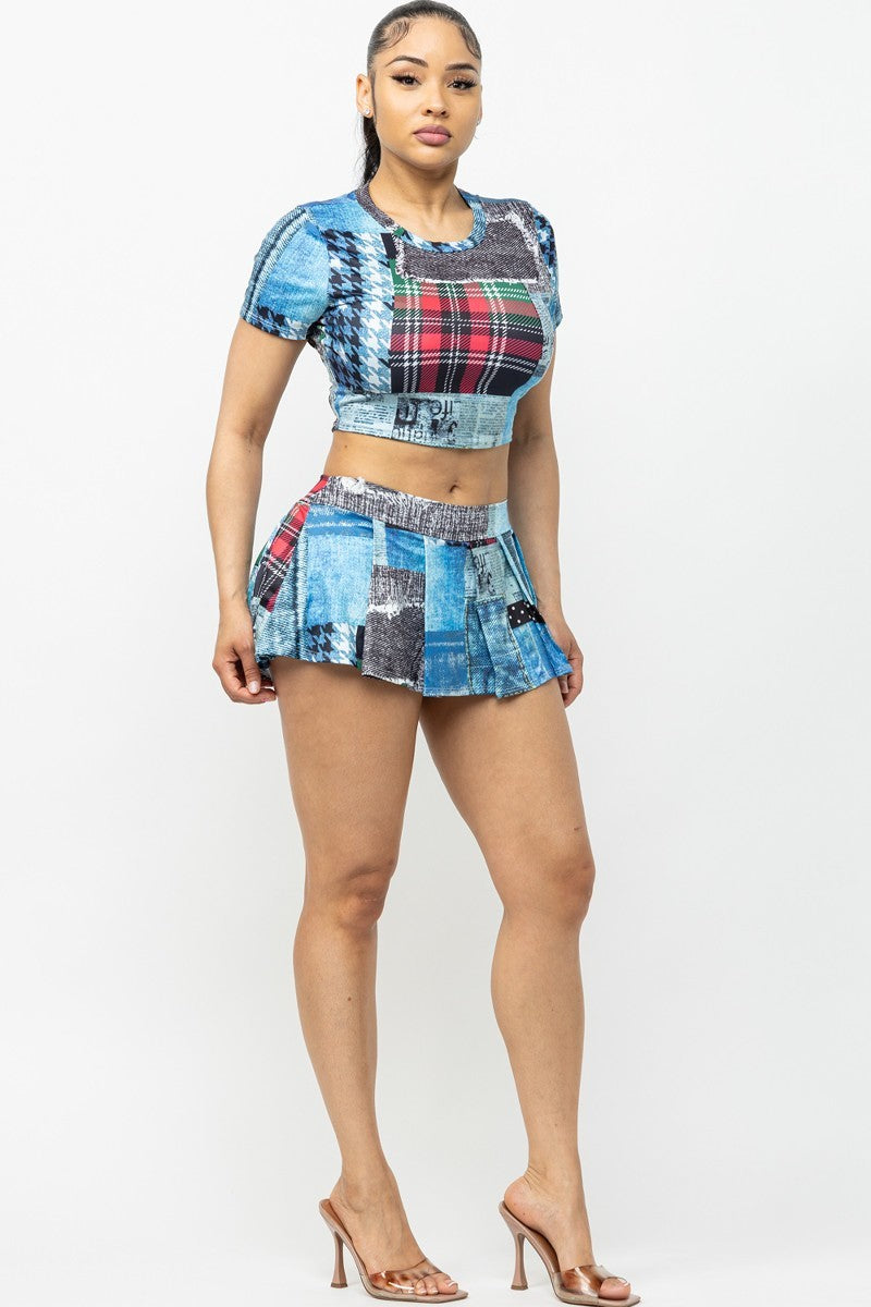 Print Tee and Skort Set