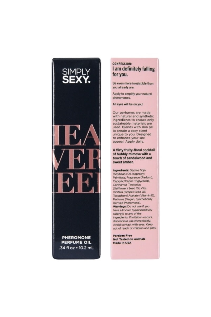 Two boxes of 'Simply Sexy' perfume oil on a white background