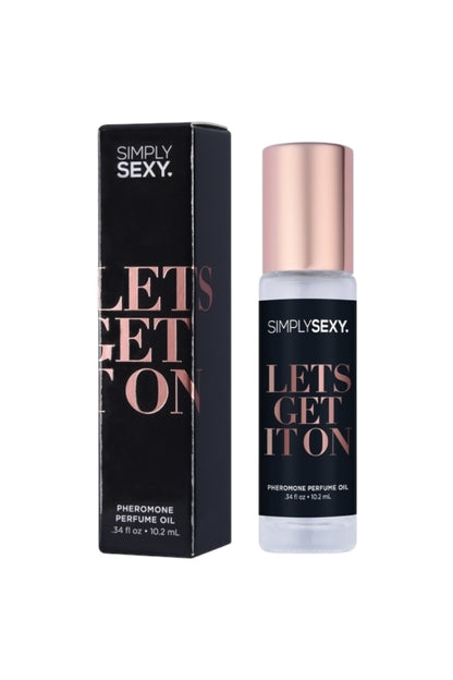 Simply Sexy 'Let's Get It' perfume oil bottle and packaging on a white background