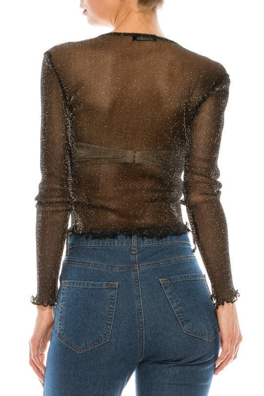 Lurex Mesh Top W/ Merrow Edge