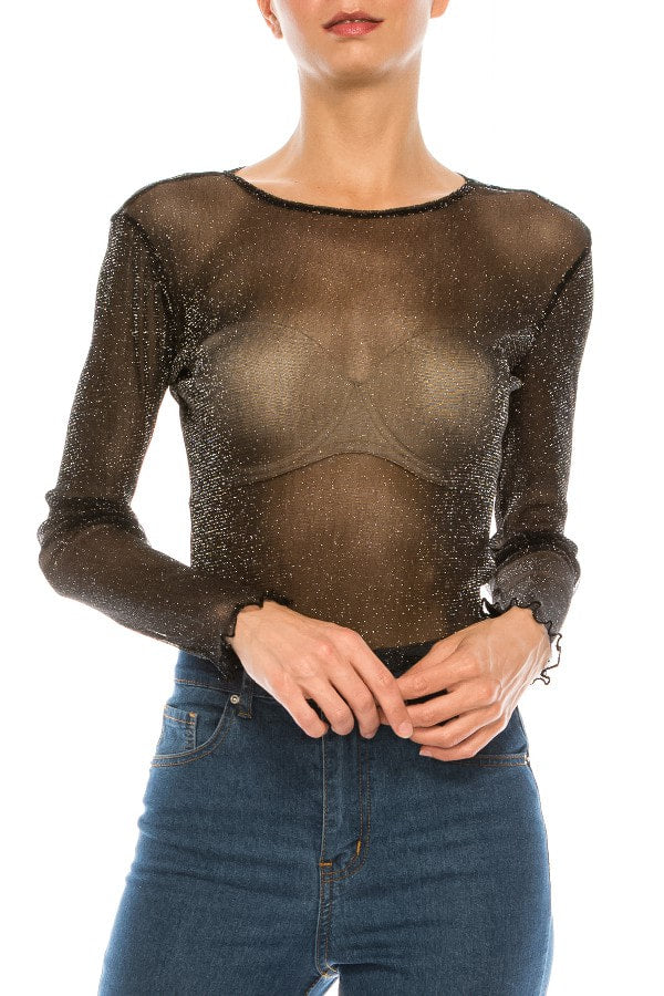 Lurex Mesh Top W/ Merrow Edge