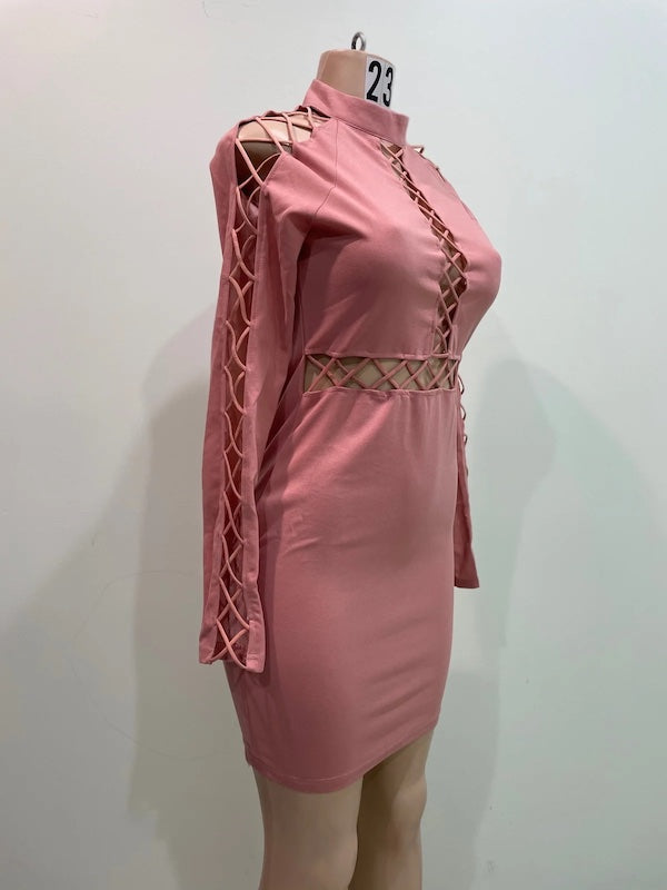 Cut Open Lace Up Dress