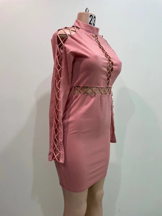 Cut Open Lace Up Dress