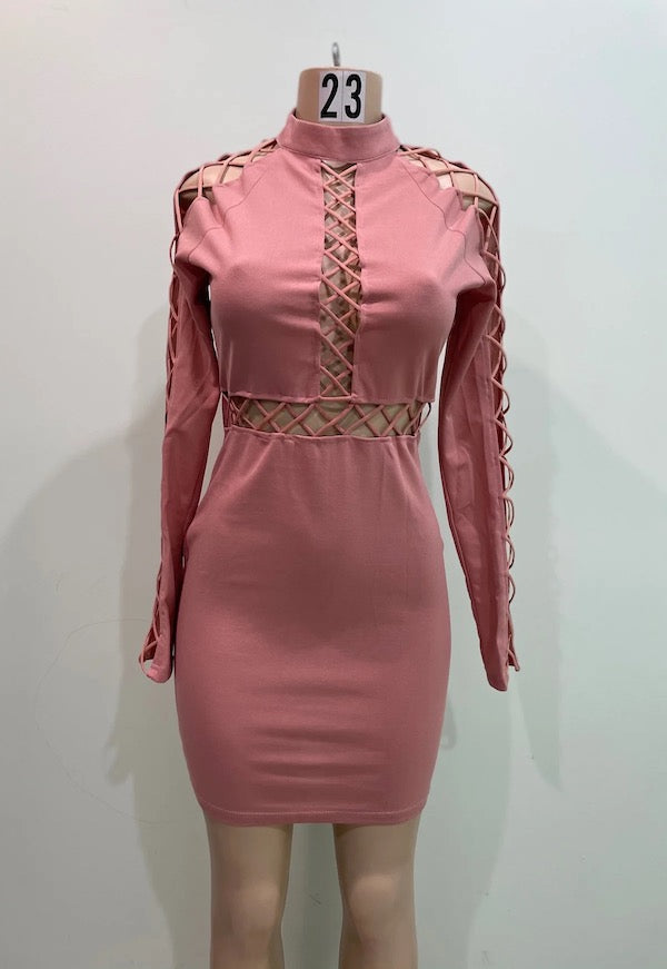 Cut Open Lace Up Dress