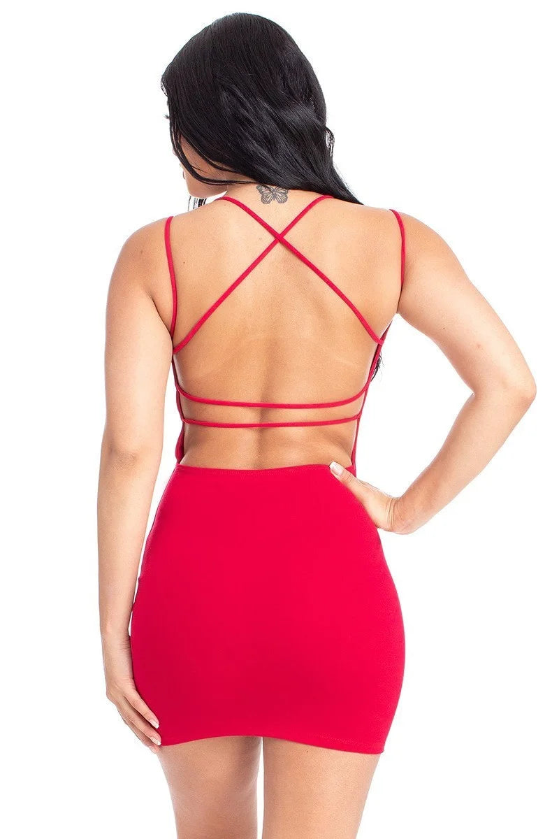 Solid Double Strap Mini Dress