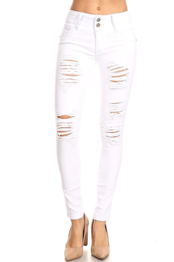 Zipper Studded Ripped Jeans