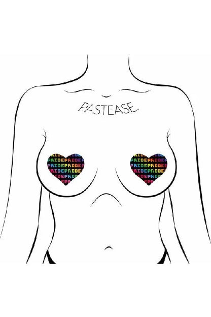 Rainbow 'PRIDE' Pattern Black Heart Pasties - Pastease