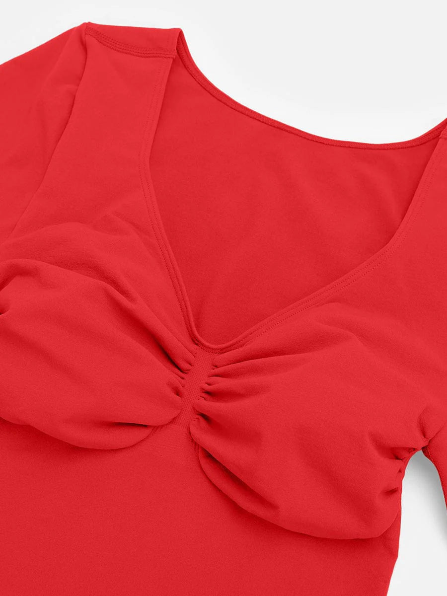 Red top on a light gray background