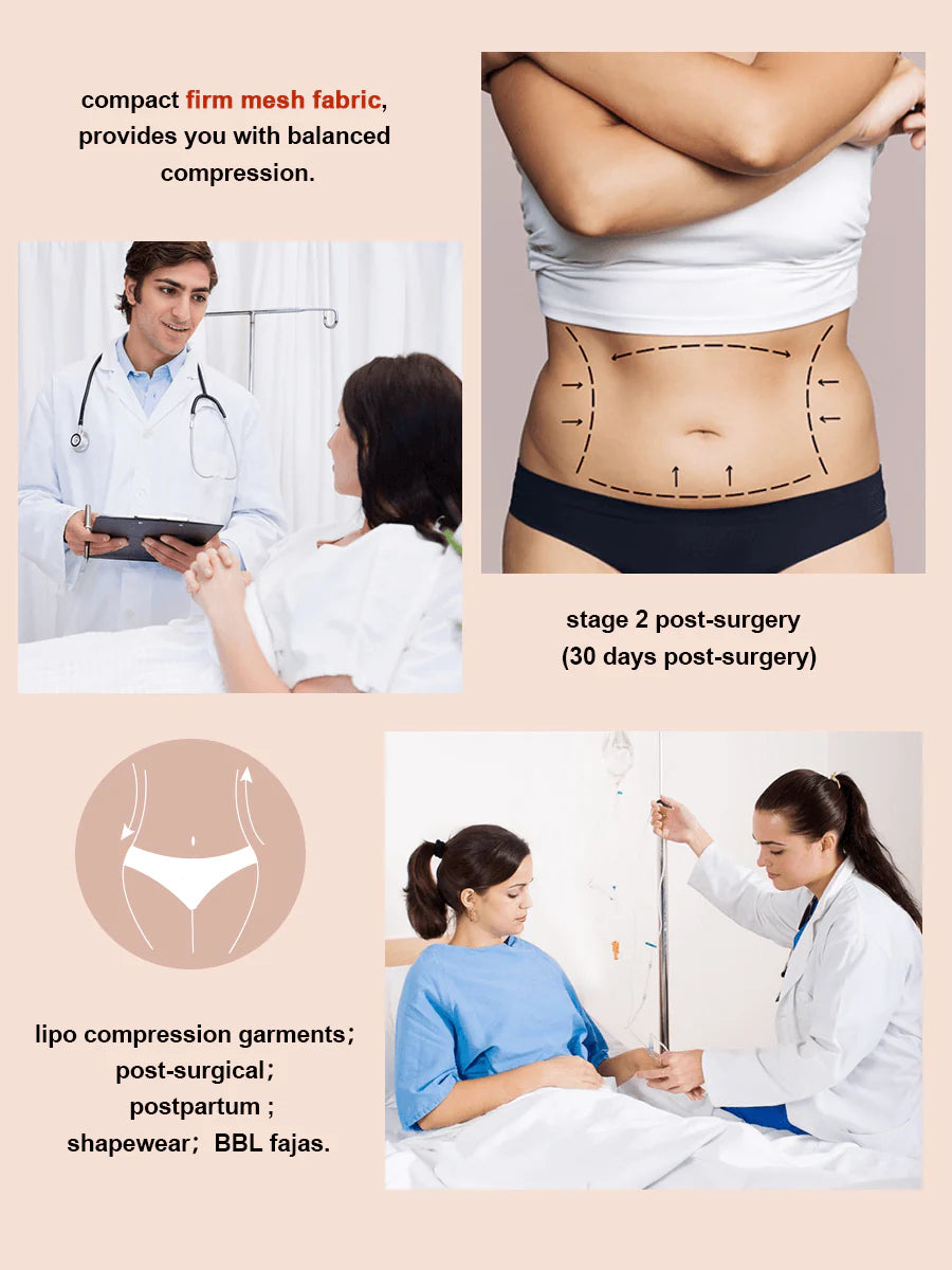 Advertisement for lipo compression garments with medical context and text.