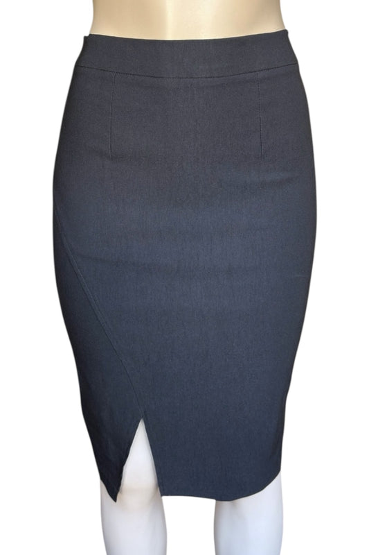 black pencil skirt on a mannequin with a white background