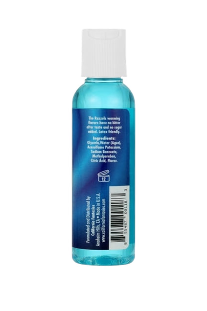 Blue bottle with a white cap on a white background