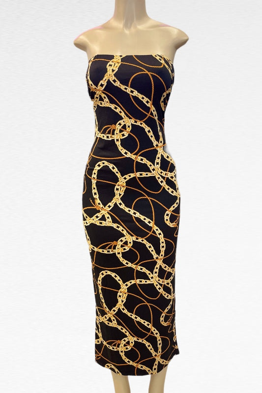 Chains & Ropes Print Tube Long Dress