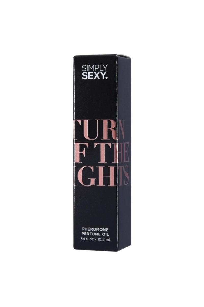 Black box of 'Simply Sexy' perfume oil with pink text on a white background