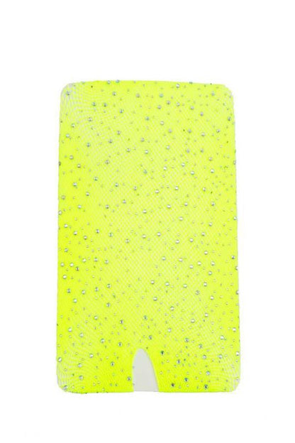 fabric of Shimmery Rhinestone Fishnet Bodysuit in neon green color
