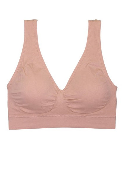 Comfortable Microfiber Fabric Seamless Bra in nude