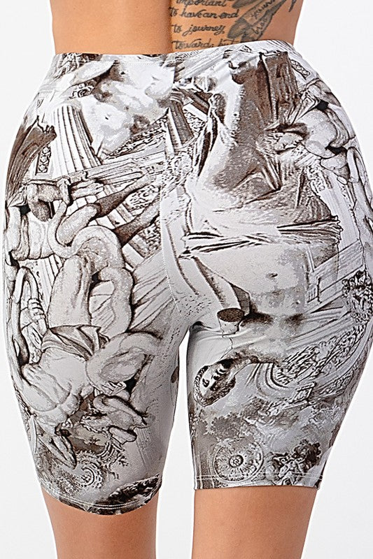 Renaissance Statue Biker Shorts - Charcoal
