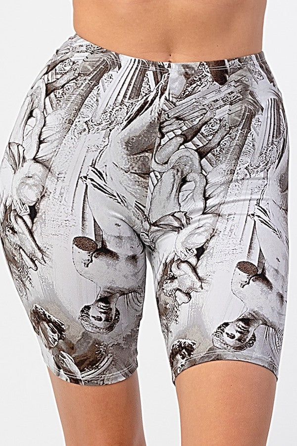 Renaissance Statue Biker Shorts - Charcoal