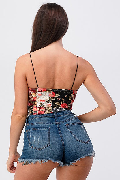 Floral Patchwork Crop Top - Multi Color