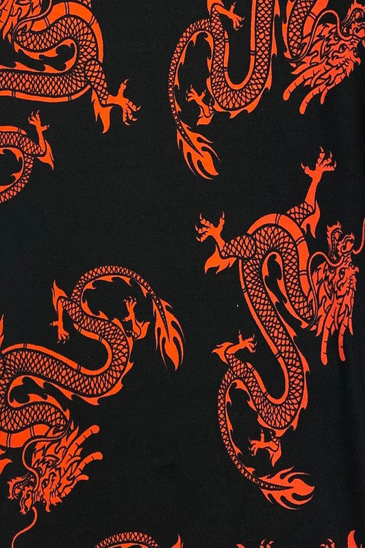 Fierce Dragon Bungee Strap Dress - Black/Red - Close Up