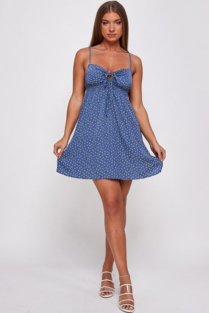 Vanilla Floral Babydoll Dress - Blue