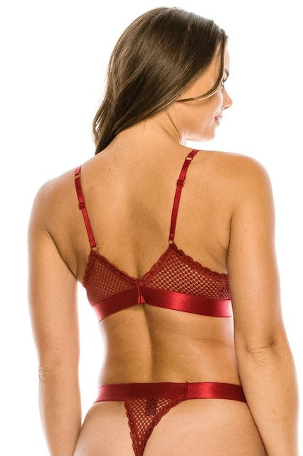 Lace Triangle Bralette - Red