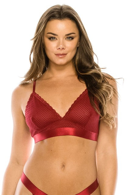 Lace Triangle Bralette - Red