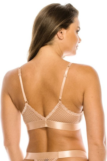 Lace Triangle Bralette - Nude