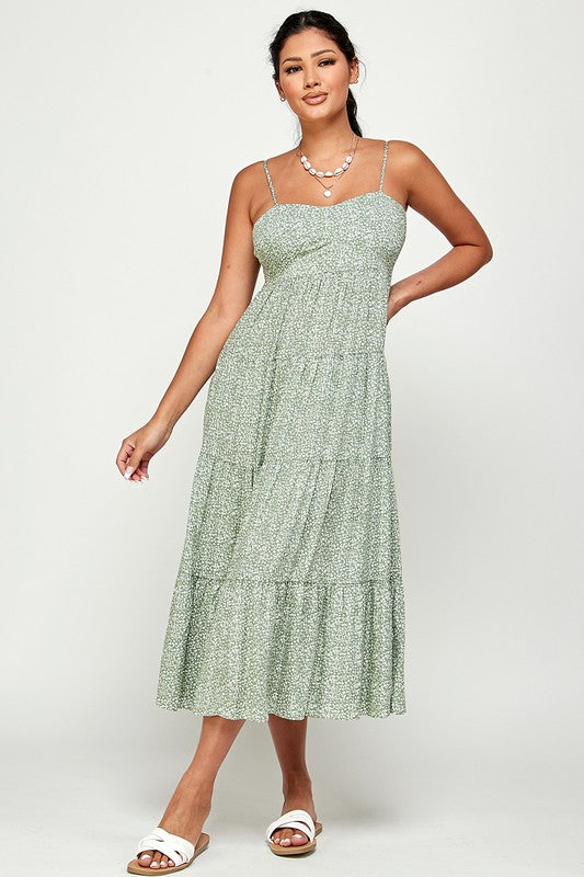 Meadows Maxi Dress with Back Tie - Green