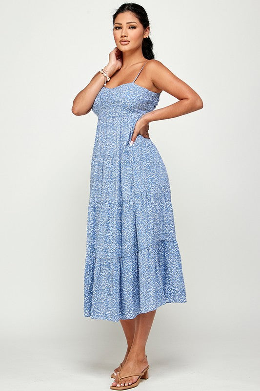 Meadows Maxi Dress with Back Tie - Blue