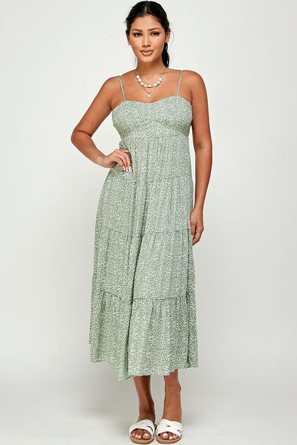 Meadows Maxi Dress with Back Tie - Green