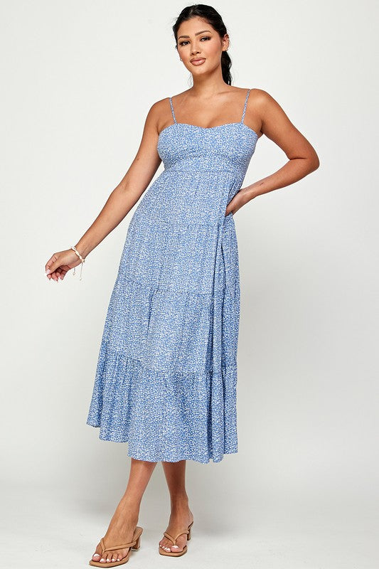 Meadows Maxi Dress with Back Tie - Blue