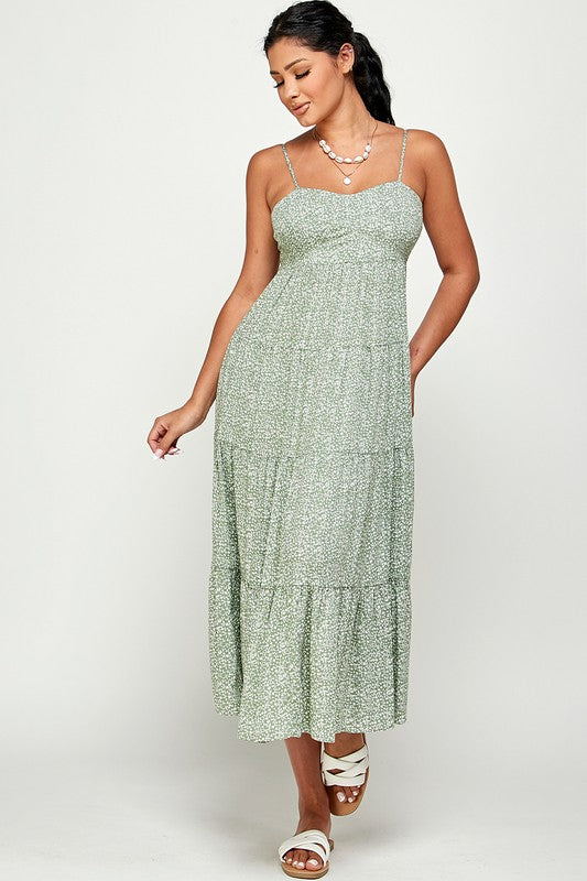 Meadows Maxi Dress with Back Tie - Green