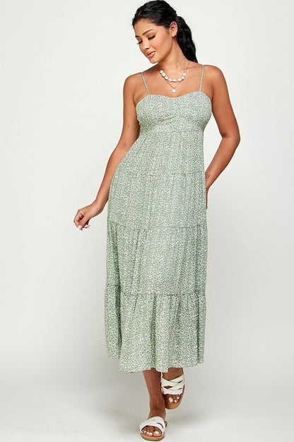 Meadows Maxi Dress with Back Tie - Green
