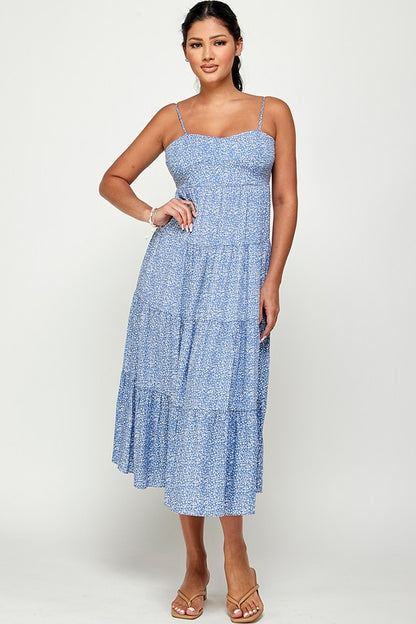Meadows Maxi Dress with Back Tie - Blue