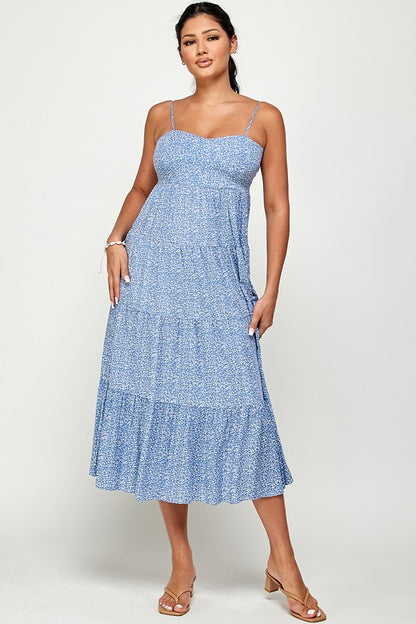 Meadows Maxi Dress with Back Tie - Blue