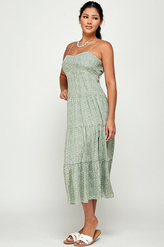 Meadows Maxi Dress with Back Tie - Green
