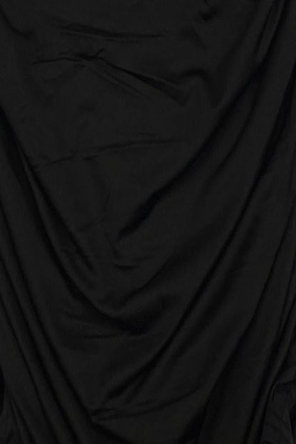 Close up of Ruched Dress with Crisscross Back in black