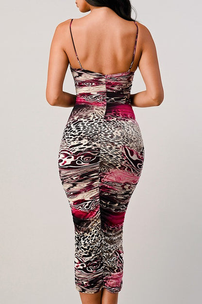 Driving Me Crazy Midi Dress - Fuchsia - Back View