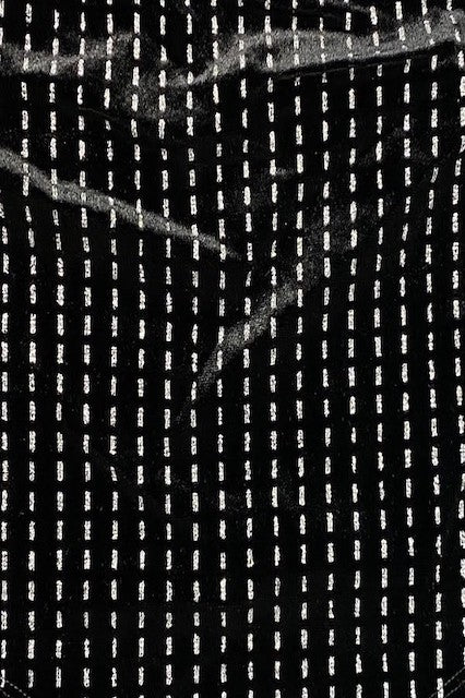 black fabric of Glitter Seam Pattern Velvet Strap Dress