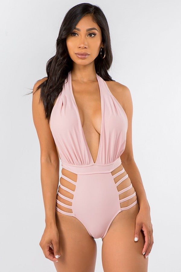 Chula Halter Caged Swimsuit - Pink