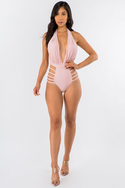 Chula Halter Caged Swimsuit - Pink