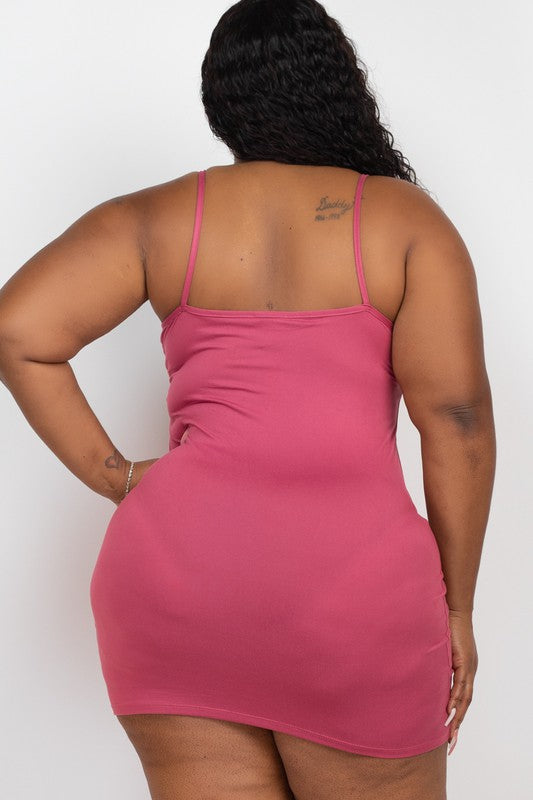 back of Ruched Front Knit Dress in pink color