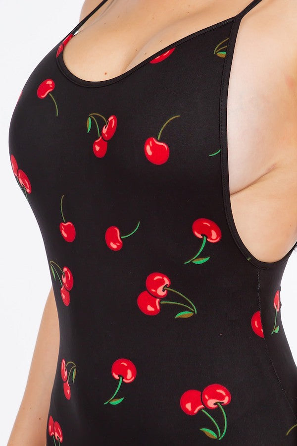 Cherries on Top Bodysuit - Black/Red