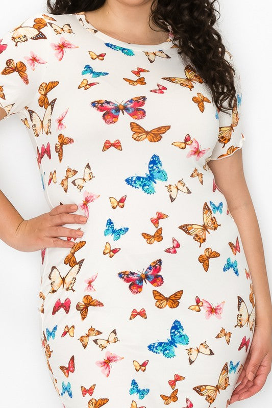 Fluttery Butterflies Mini Dress - Cream