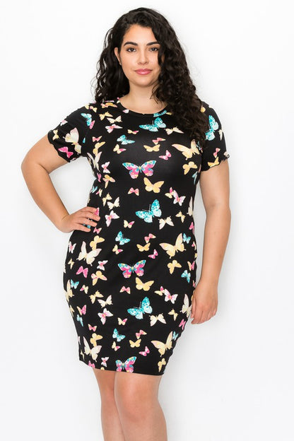 Fluttery Butterflies Mini Dress - Black