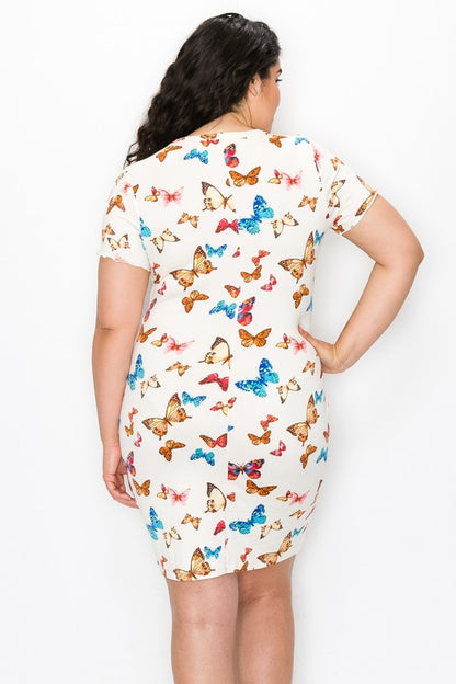 Fluttery Butterflies Mini Dress - Cream - Back View