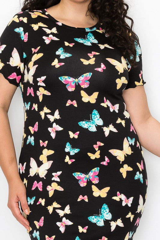 Fluttery Butterflies Mini Dress - Black