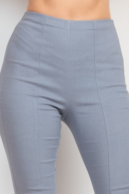 High Rise Solid Skinny Full Pants - Blue