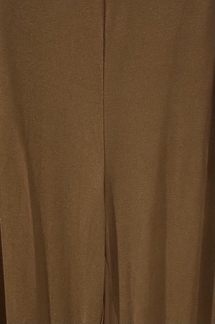 Solid Flared Long Pants With Waist Band Detail - Brown - Close Up