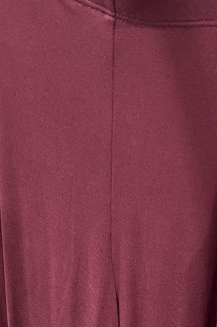 Solid Flared Long Pants With Waist Band Detail - Burgundy - Close Up